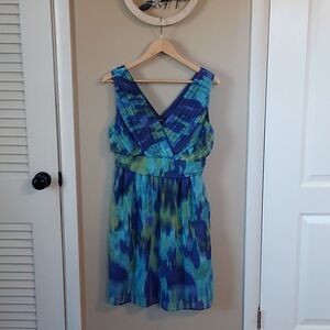 Apt 9 Gathered Empire Watercolors Dress 10
